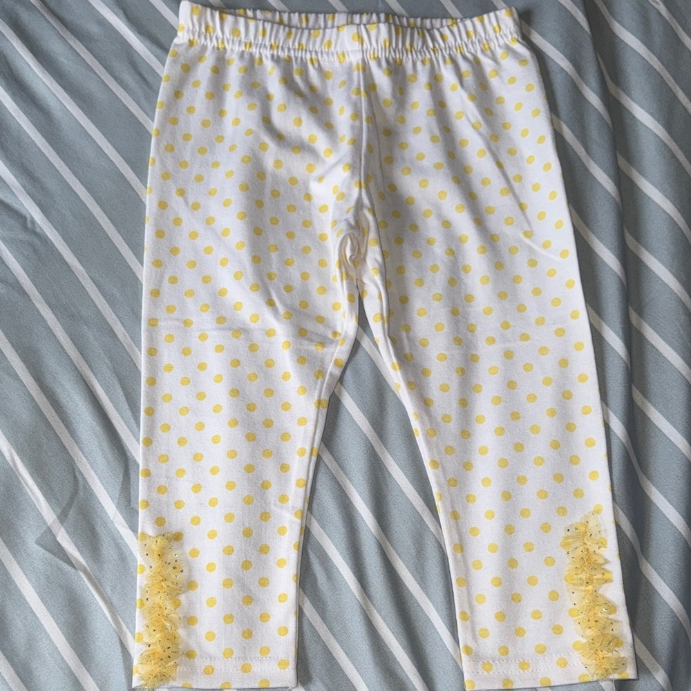 Girls Yellow Striped Butterfly Set with Polka Dot Pants - Picture 7 of 8